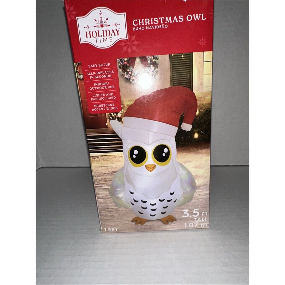 Holiday Time Christmas Owl Inflatable 3.5  ft Tall Outside‎ Yard Decor LED